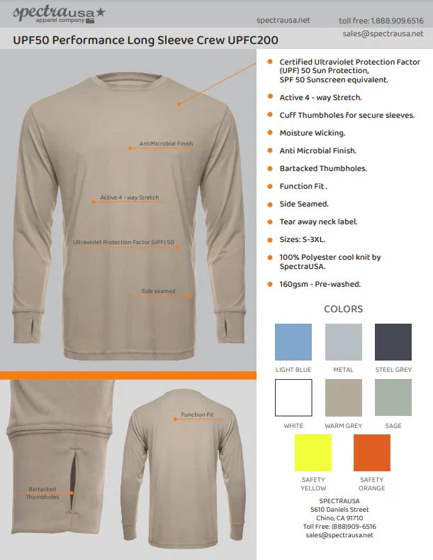Ultraviolet Protection Factor (UPF) 50 Performance Long Sleeve Shirt