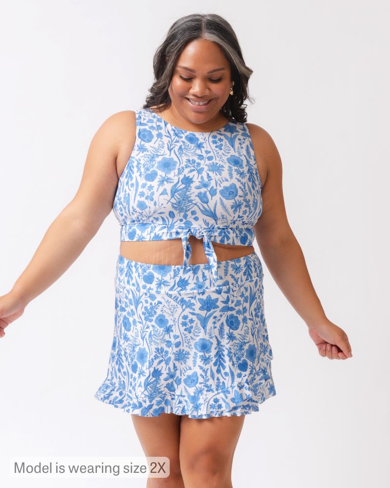 Botany Floral Knotted Crop Top (Sizes XXS - 4X)