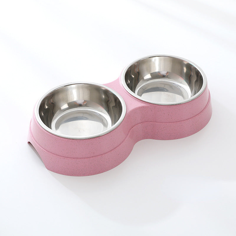 Double Pet Bowls Dog Food and Water Feeder Stainless Steel