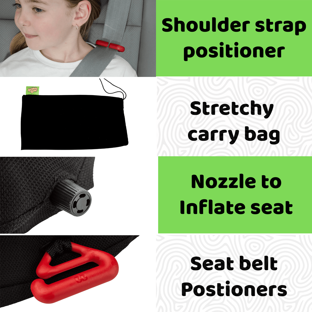 BubbleBum Inflatable Travel Booster Seat for Kids (Ages 4–11, 40 - 100lbs)