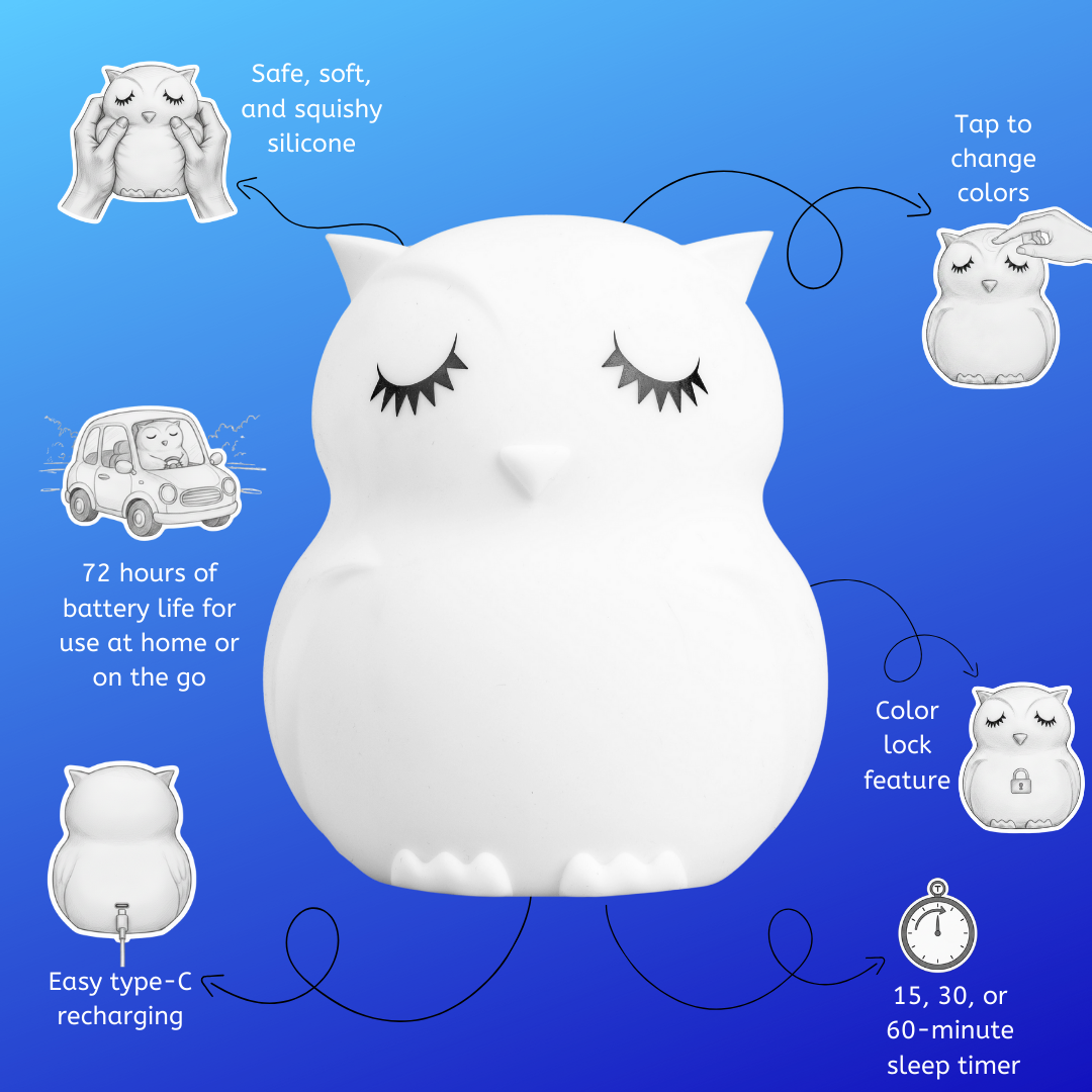 LumiPets® Opal the Owl Night Light - Designed for safety, comfort, and fun.