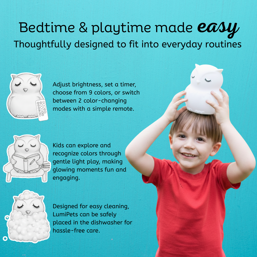 LumiPets® Opal the Owl Night Light - Designed for safety, comfort, and fun.