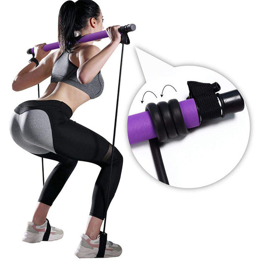 Fitness Yoga Pilates Elastic Resistance Bar Portable Gym