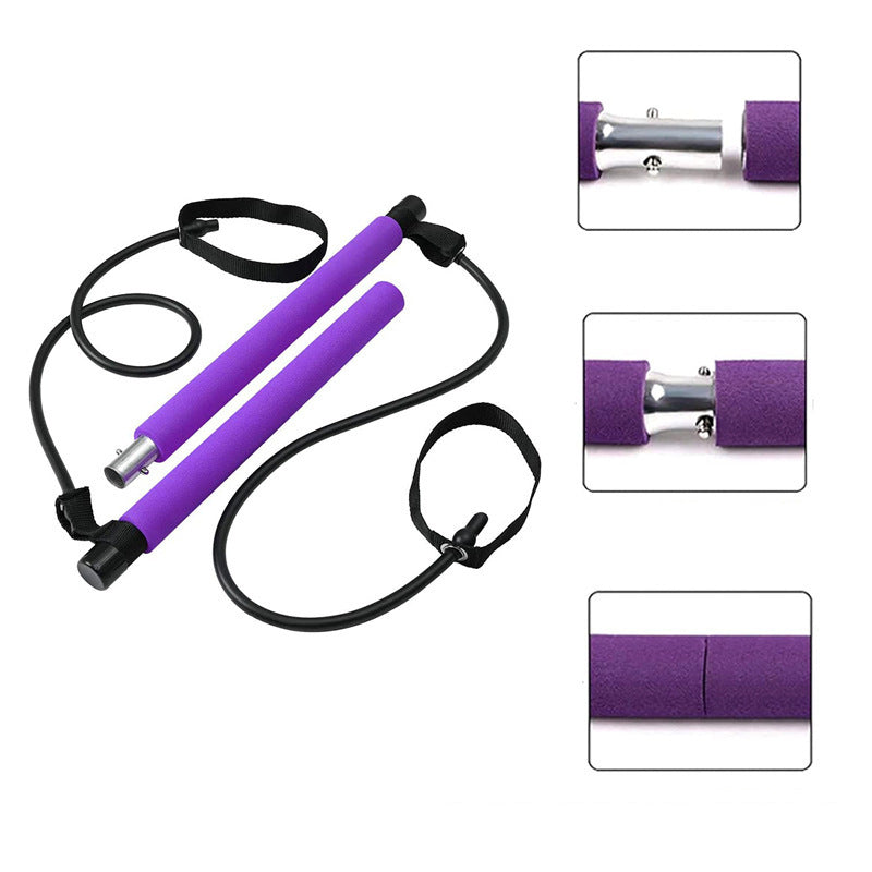 Fitness Yoga Pilates Elastic Resistance Bar Portable Gym