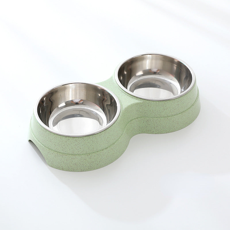 Double Pet Bowls Dog Food and Water Feeder Stainless Steel