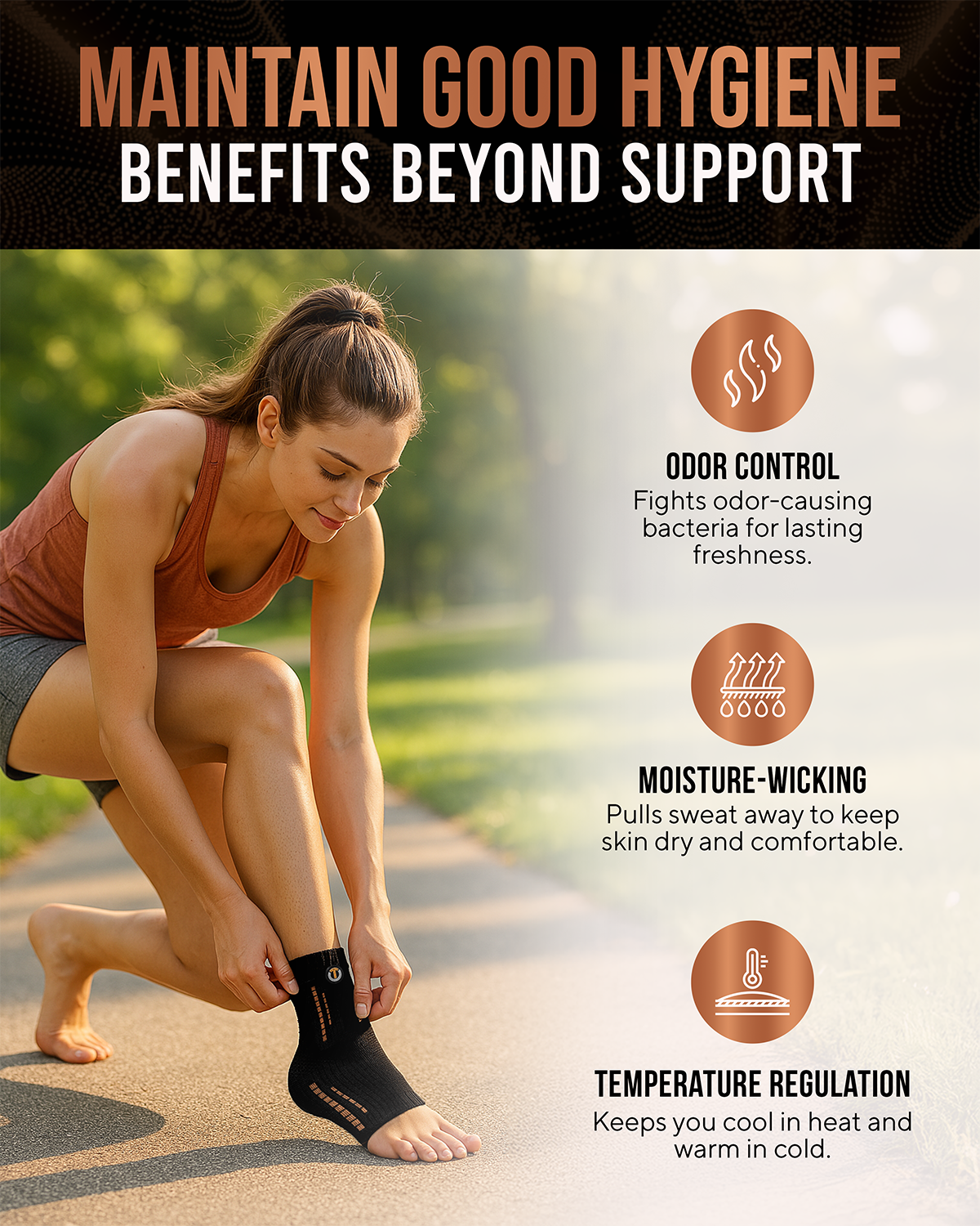 Copper Compression Ankle Brace Sleeves (2 Pack) Improve Circulation, Swelling and Mobility