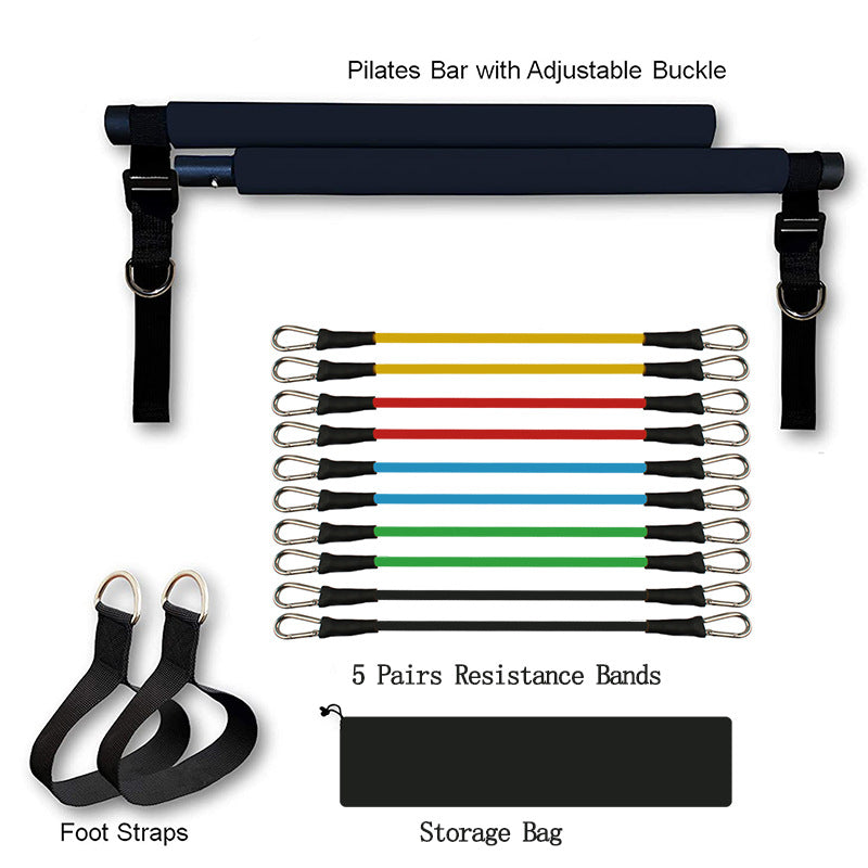 Fitness Yoga Pilates Elastic Resistance Bar Portable Gym