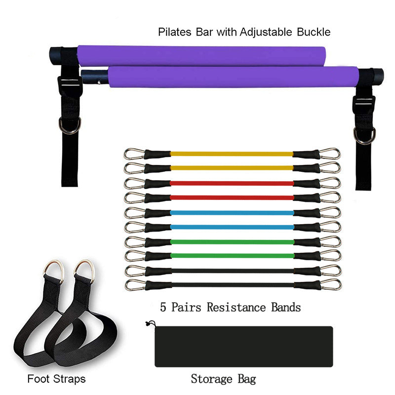 Fitness Yoga Pilates Elastic Resistance Bar Portable Gym