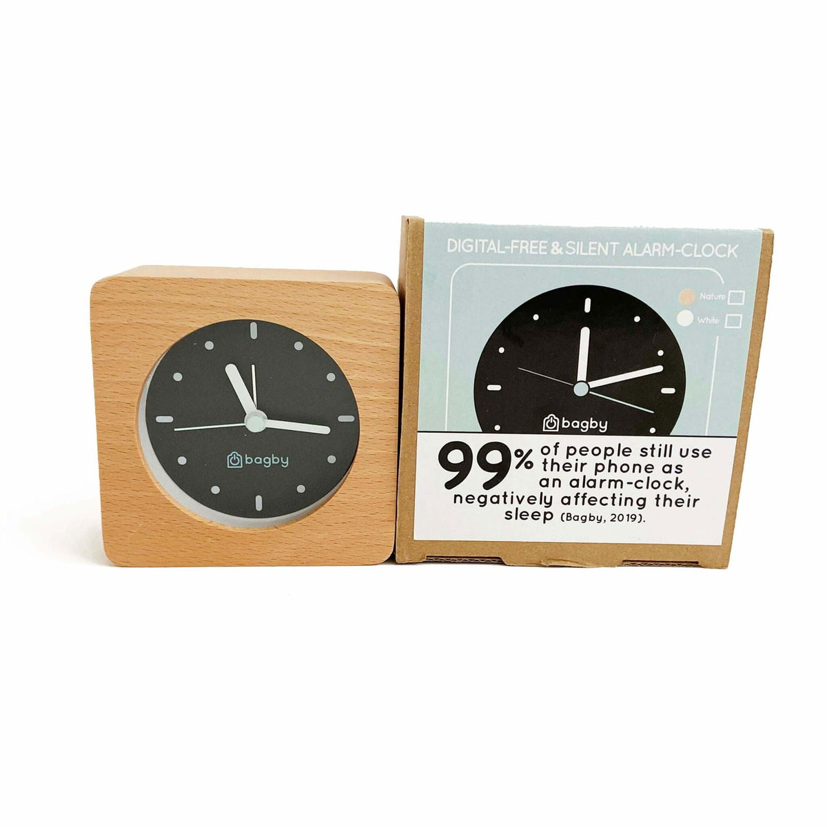 Bagby MINIMALIST - Silent Alarm Clock - Help you sleep better and wake up refreshed