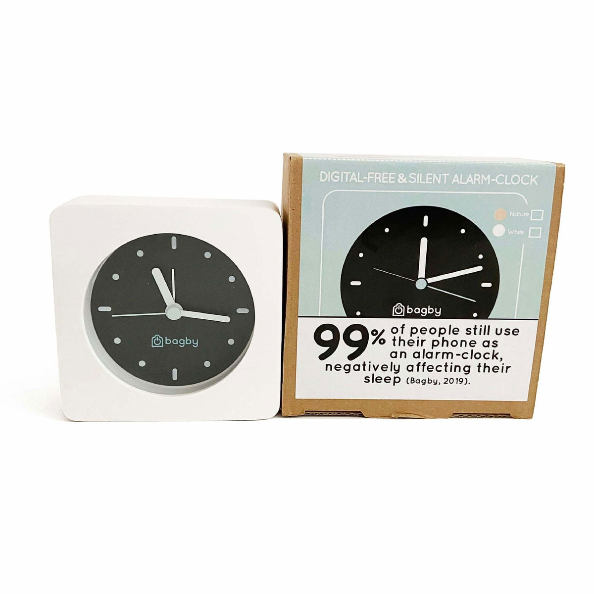 Bagby MINIMALIST - Silent Alarm Clock - Help you sleep better and wake up refreshed