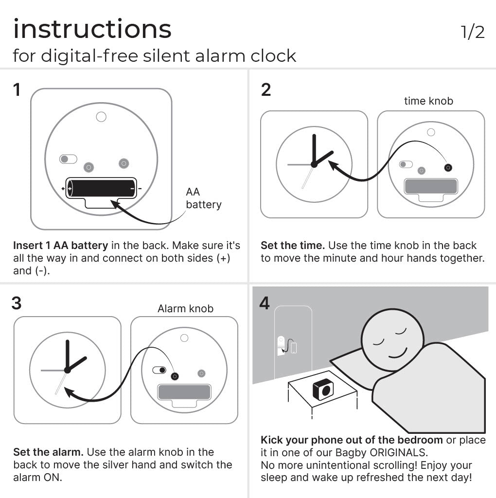 Bagby MINIMALIST - Silent Alarm Clock - Help you sleep better and wake up refreshed