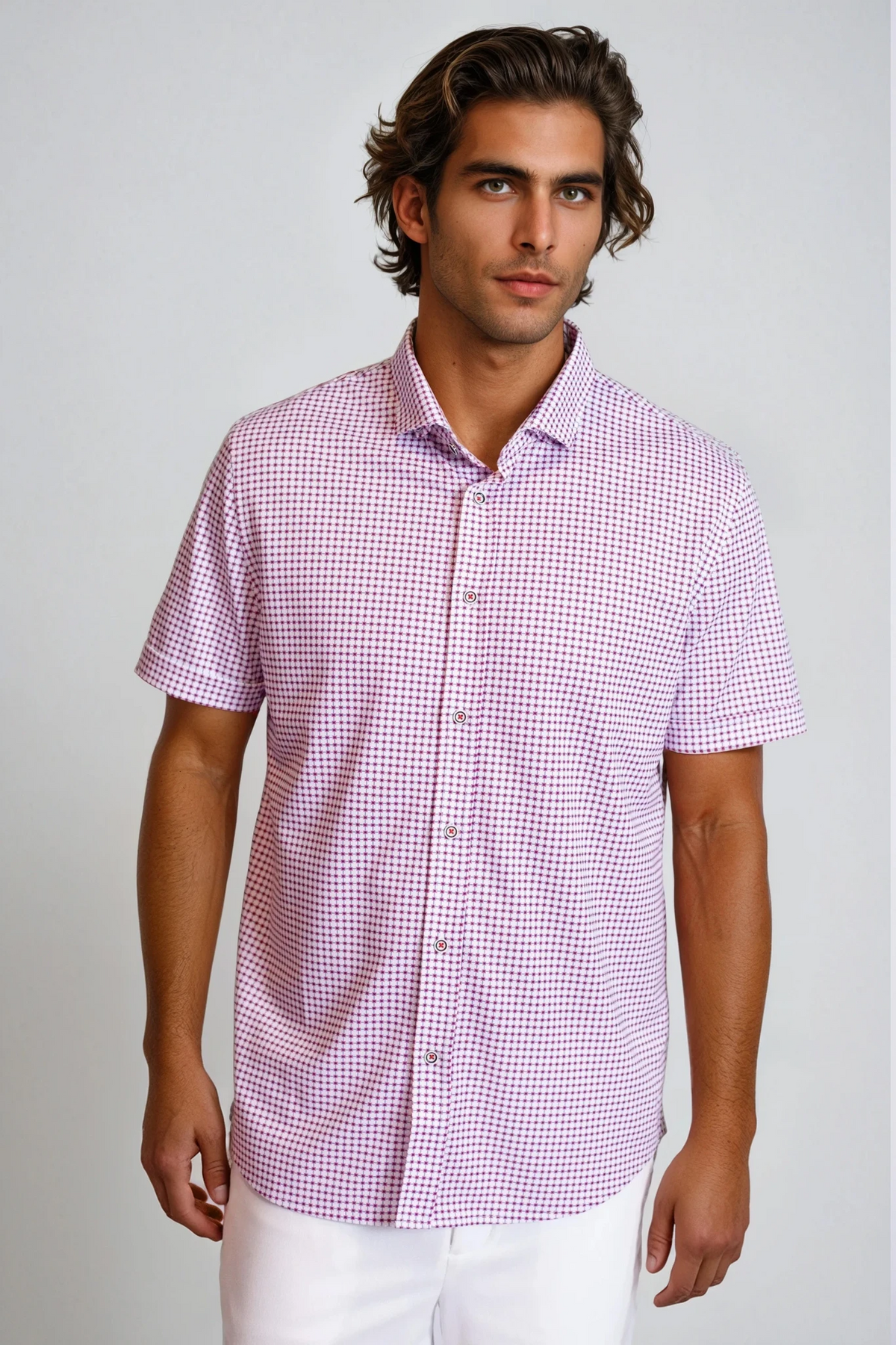 Live Wire Short Sleeve Casual Dress Shirt (breathable, cool, comfort)
