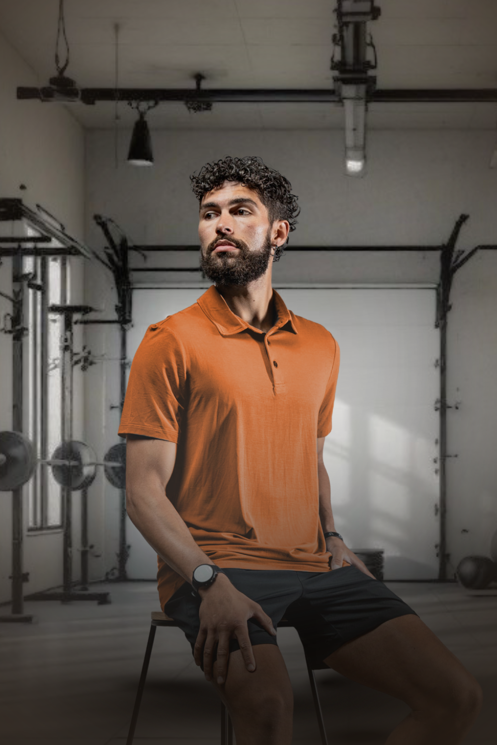 Men's Terra Recovery Polo (Sunfire Clay) Engineered with a structured yet flexible fit