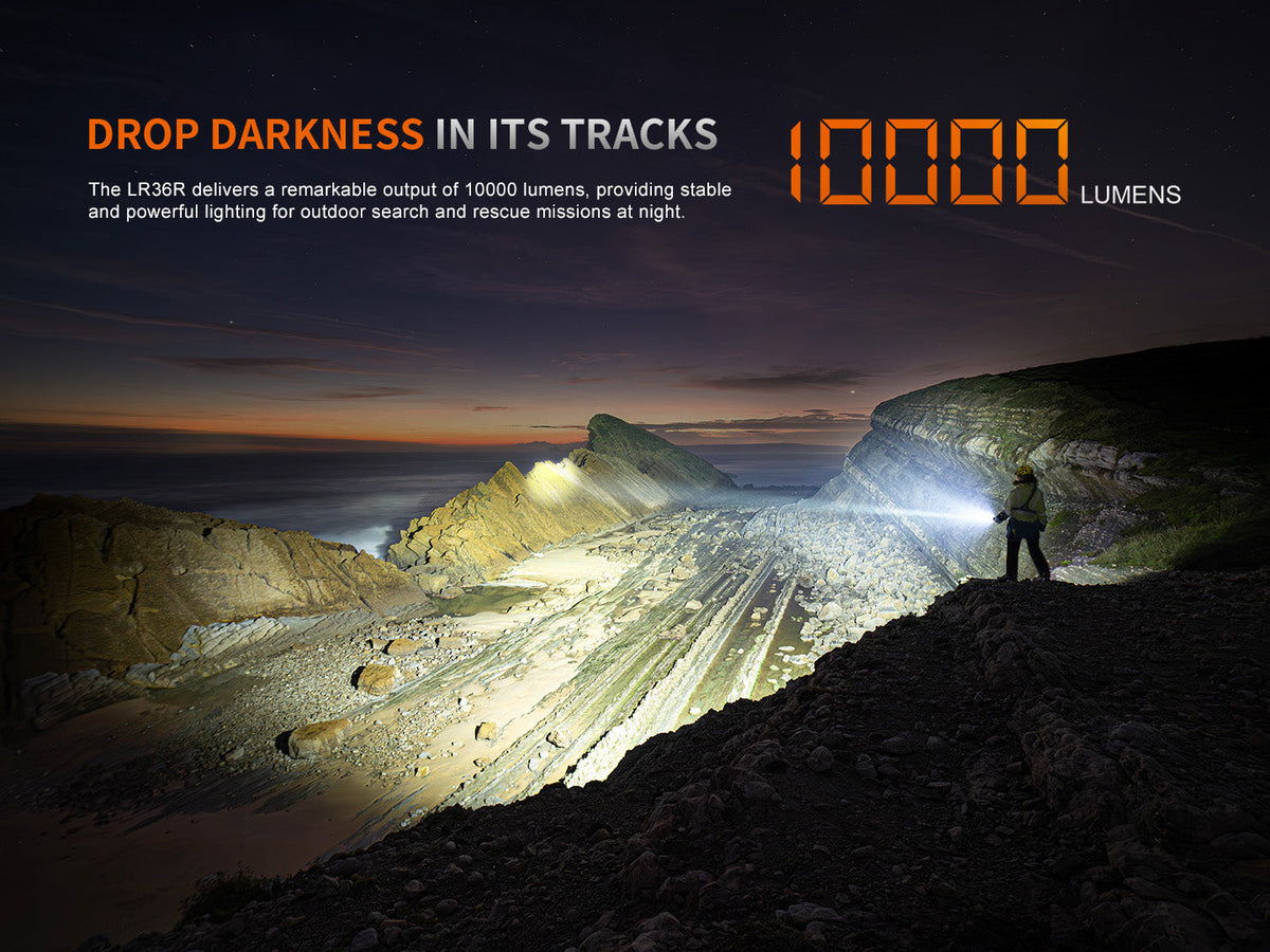 Fenix LR36R White Laser Searching Flashlight (10,000 Lumen) Rechargeable (Black)