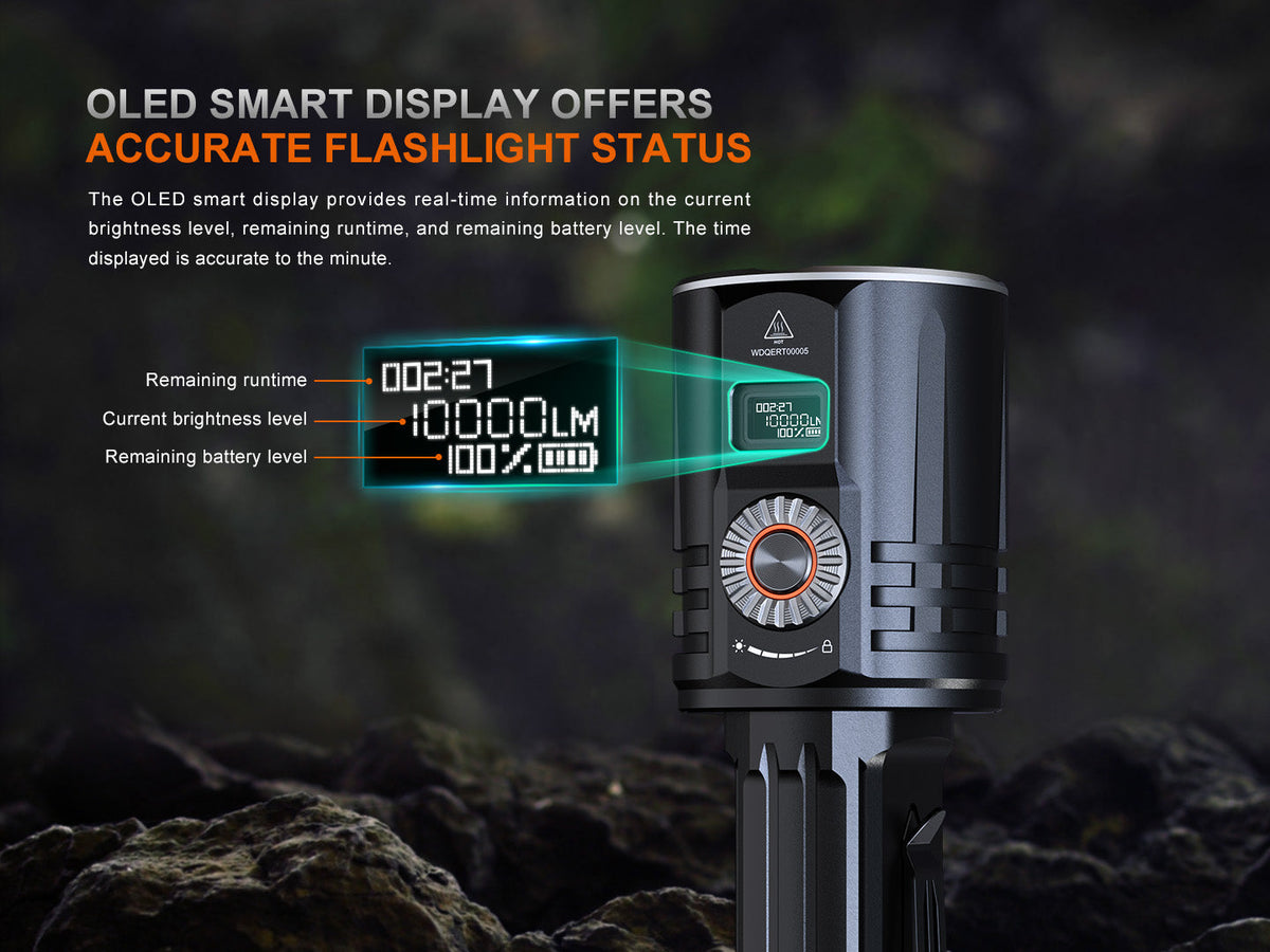 Fenix LR36R White Laser Searching Flashlight (10,000 Lumen) Rechargeable (Black)