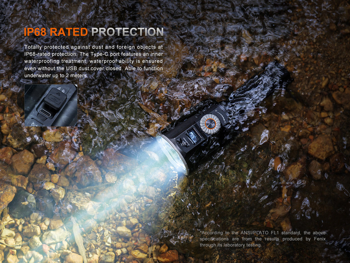 Fenix LR36R White Laser Searching Flashlight (10,000 Lumen) Rechargeable (Black)