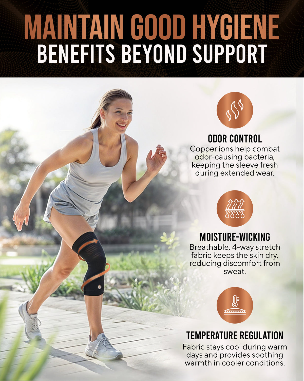 Copper Compression Knee Sleeves (2 Pack) Improve Circulation, Swelling and Mobility