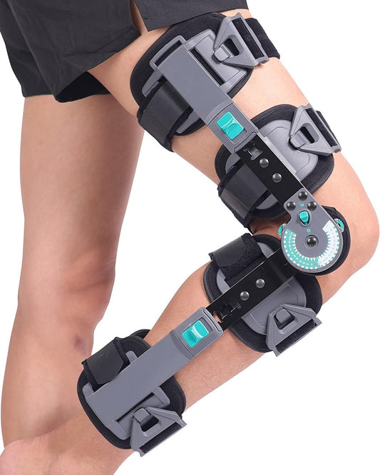 Hinged Post Op Knee Brace (ACL, MCL, PCL, and Meniscus Injury Recovery and Support).