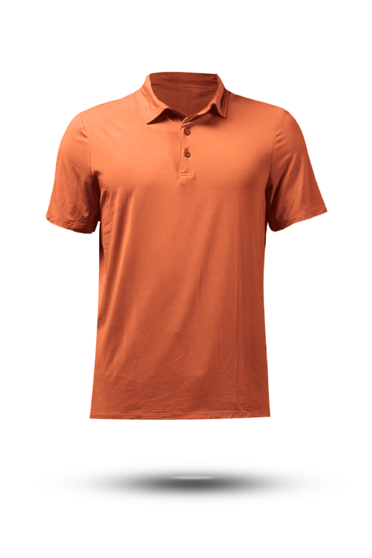 Men's Terra Recovery Polo (Sunfire Clay) Engineered with a structured yet flexible fit