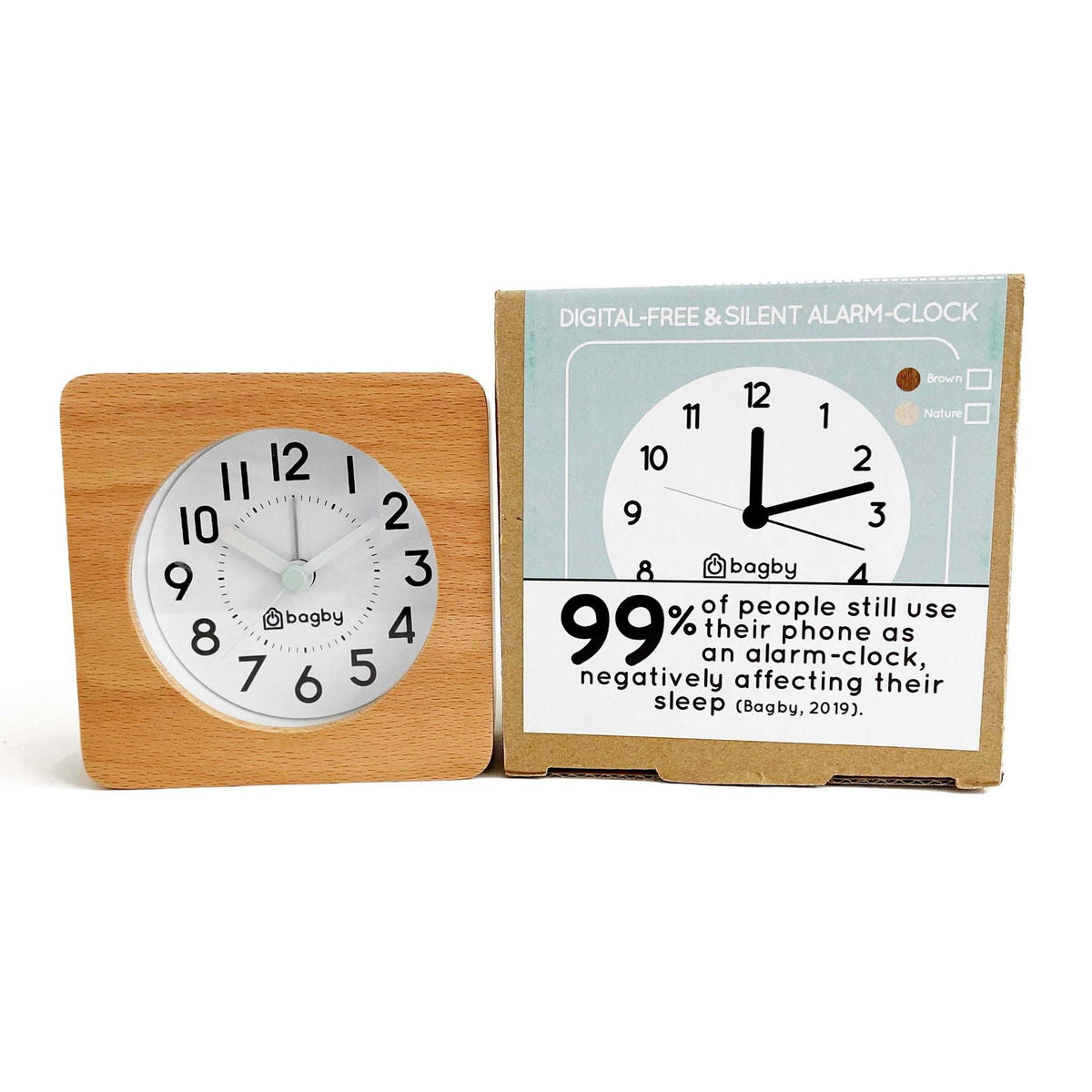 Bagby FARMHOUSE - Silent Alarm Clock - 1 AA battery (not included)
