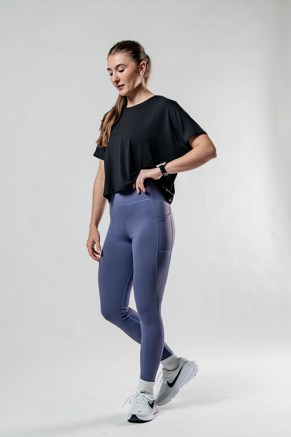 Women's (Black) Terra Recovery Drift Crop (Soft, Breathable, Wicking, Lightweight)