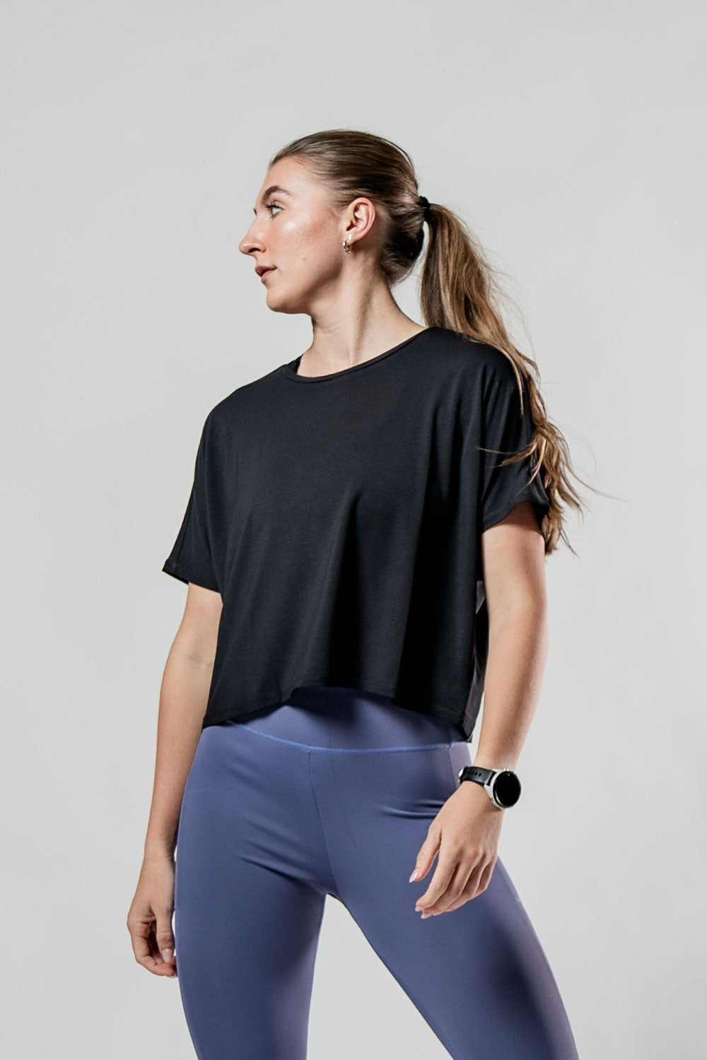 Women's (Black) Terra Recovery Drift Crop (Soft, Breathable, Wicking, Lightweight)