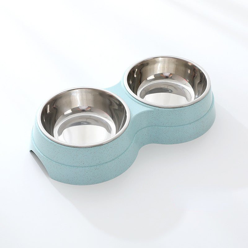 Double Pet Bowls Dog Food and Water Feeder Stainless Steel