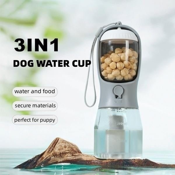 Dog Water Cup, Food Storage and Garbage (waste) Bag Three-in-one Portable Carrier
