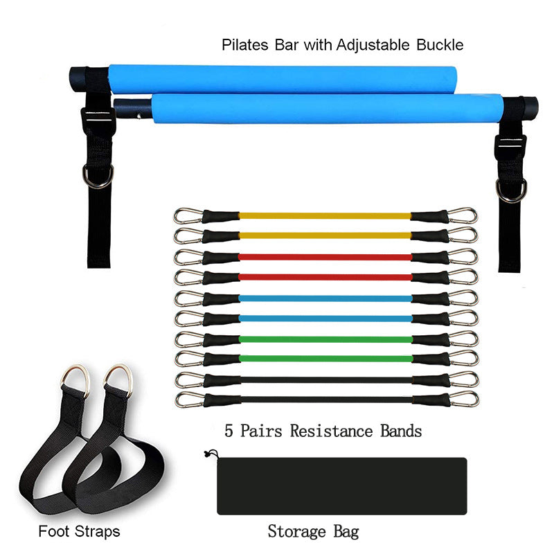 Fitness Yoga Pilates Elastic Resistance Bar Portable Gym