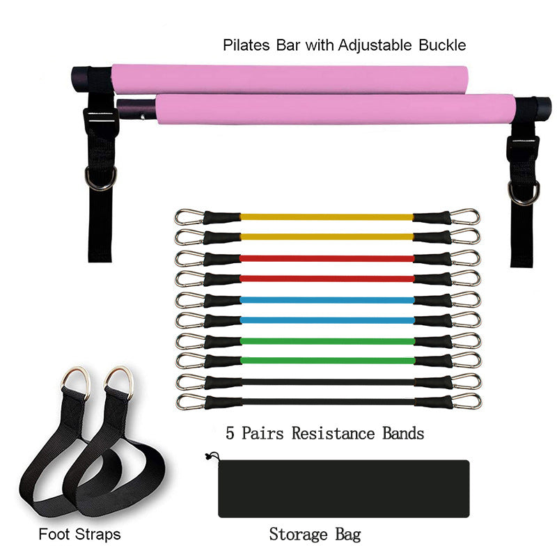Fitness Yoga Pilates Elastic Resistance Bar Portable Gym