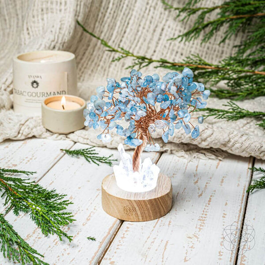 Guardian Angel Lamp of Protection - Aquamarine Tree - Rest and Heal