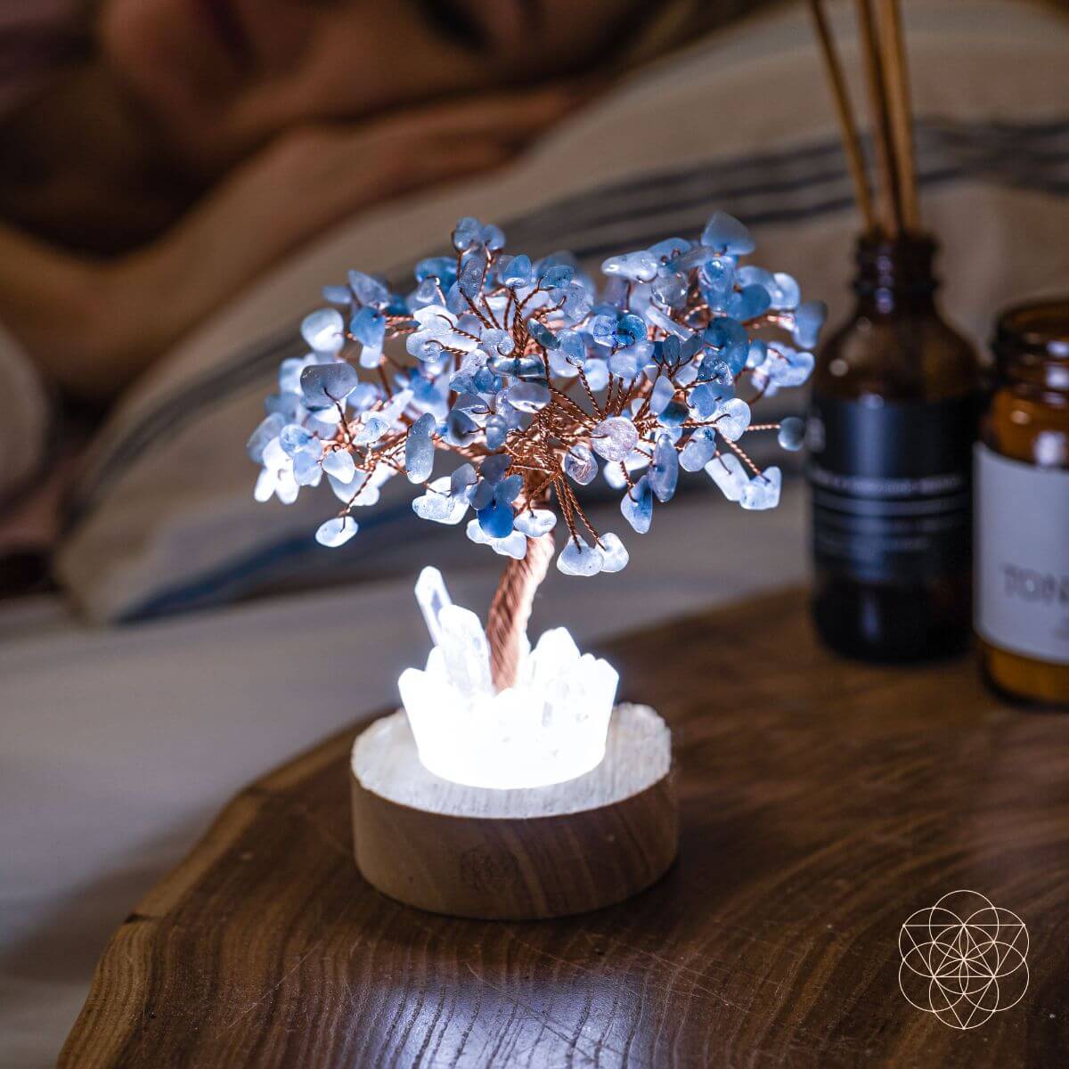 Guardian Angel Lamp of Protection - Aquamarine Tree - Rest and Heal