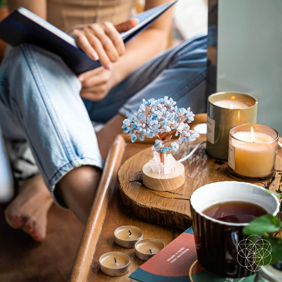 Guardian Angel Lamp of Protection - Aquamarine Tree - Rest and Heal
