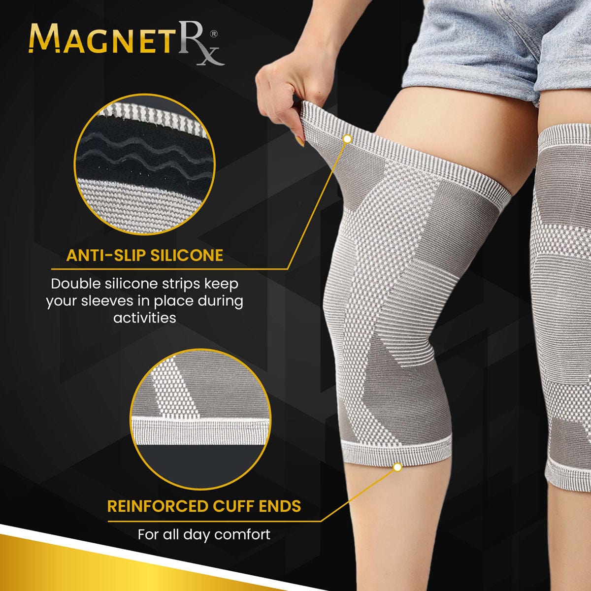 Magnetic Therapy Knee Compression Sleeves (Pair) Improve Circulation for Fast Recovery