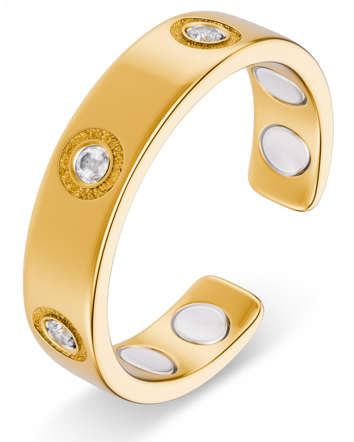Crystal Magnetic Therapy Ring (Gold) - Target Finger and Knuckle Pain and Inflammation