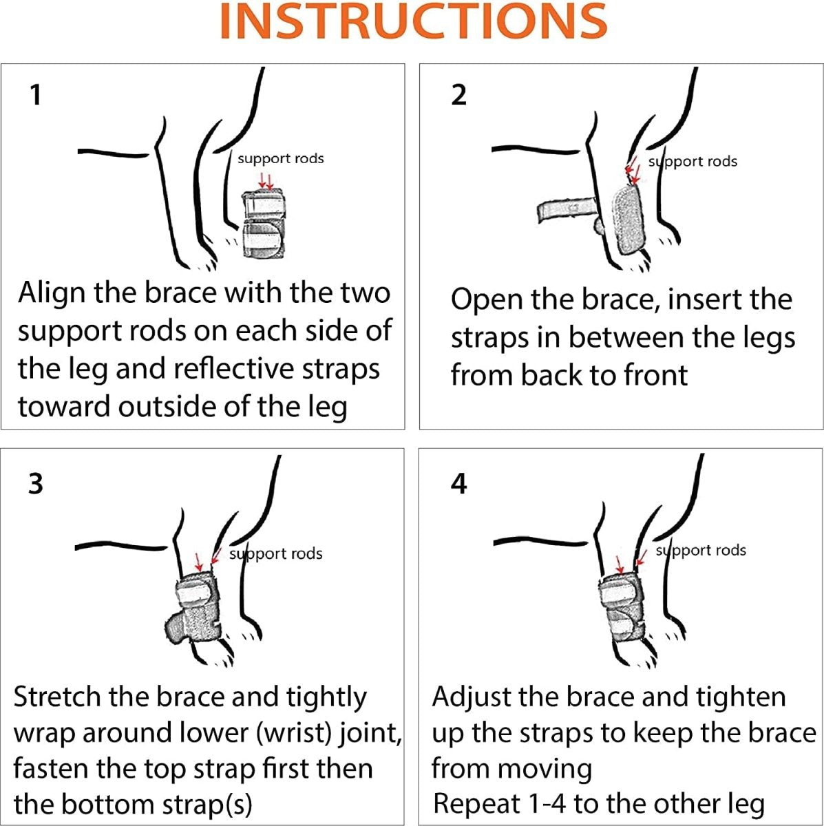 NeoAlly 3-in-1 Front Leg Dog Splint Brace: Rigid & Spring Inserts (Size XXS - XL)