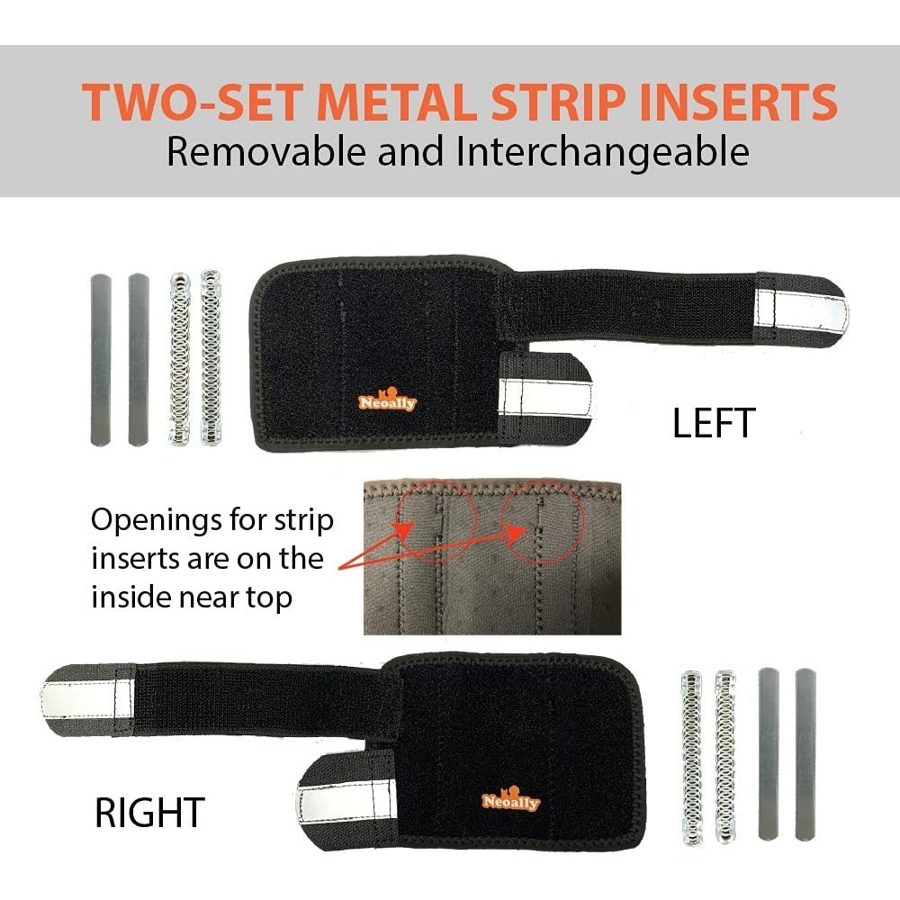 NeoAlly 3-in-1 Front Leg Dog Splint Brace: Rigid & Spring Inserts (Size XXS - XL)