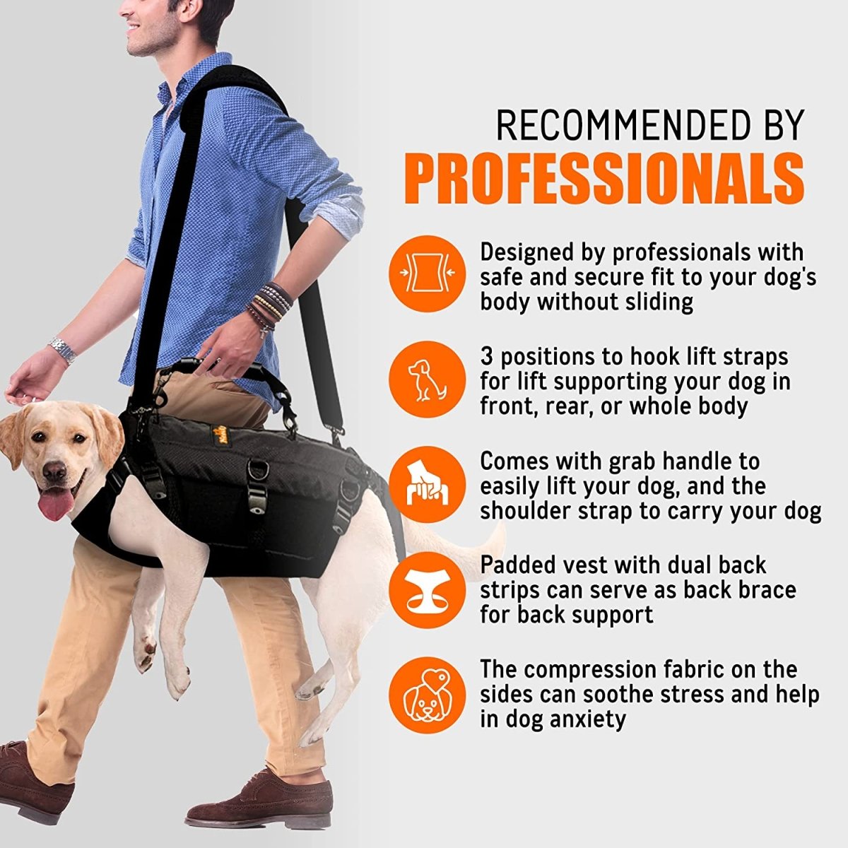 NeoAlly 5-in-1 Sturdy Dog Lift Harness Full Body Support (Size Small - XLarge)