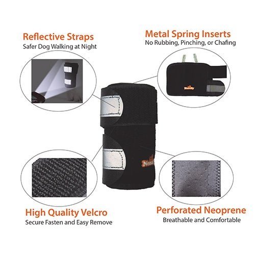 NeoAlly Dog Front Leg Brace with Reflective Straps - Metal Spring Inserts for Support (Pair)