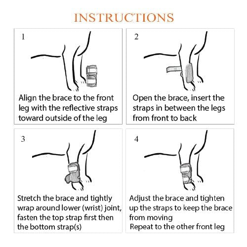NeoAlly Dog Front Leg Braces: Enhance Safety with Reflective Straps (Pair) Size XXS - XXL