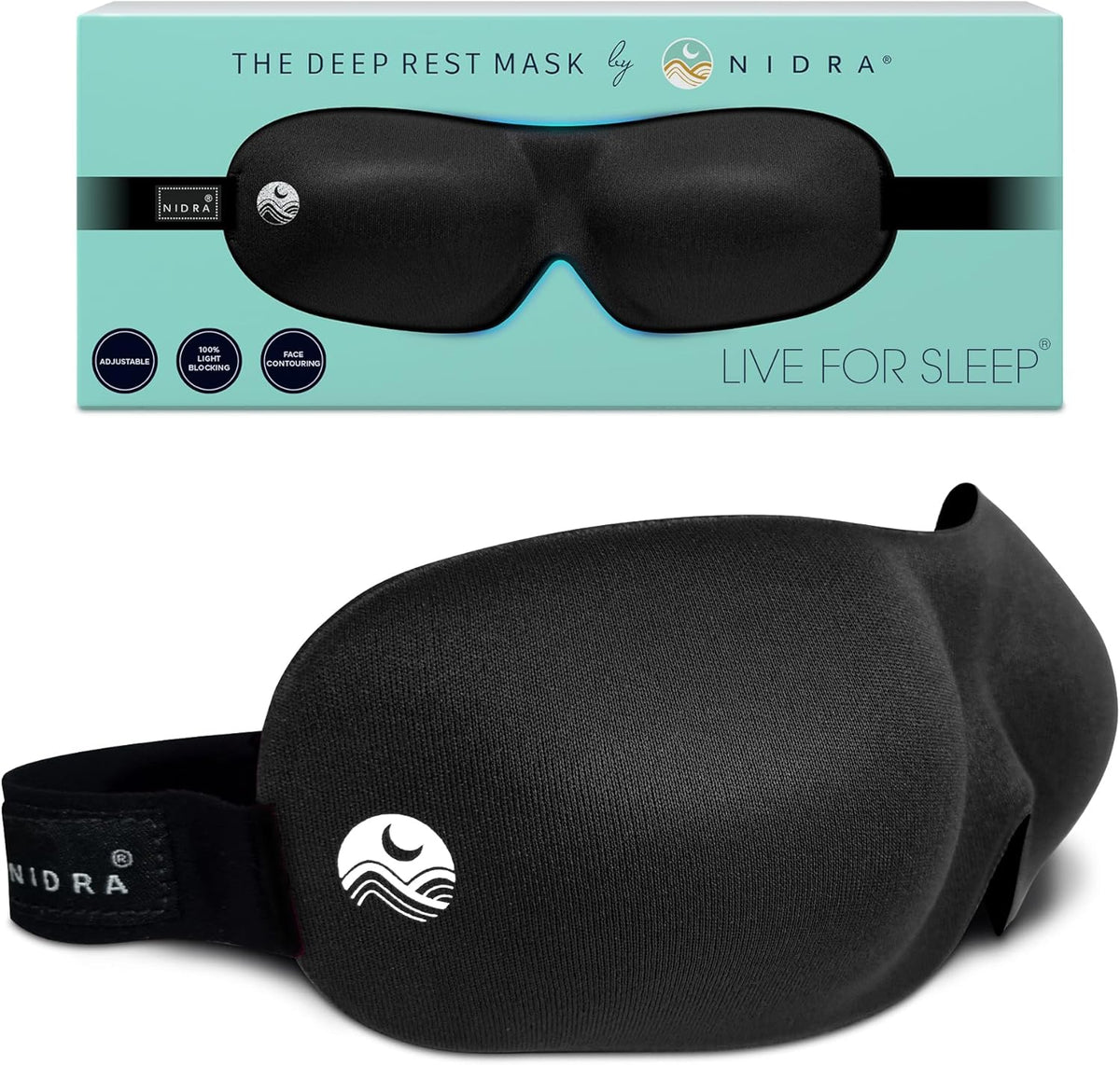 Nidra® Sleep Mask - 3D contoured eye mask designed for complete comfort in darkness