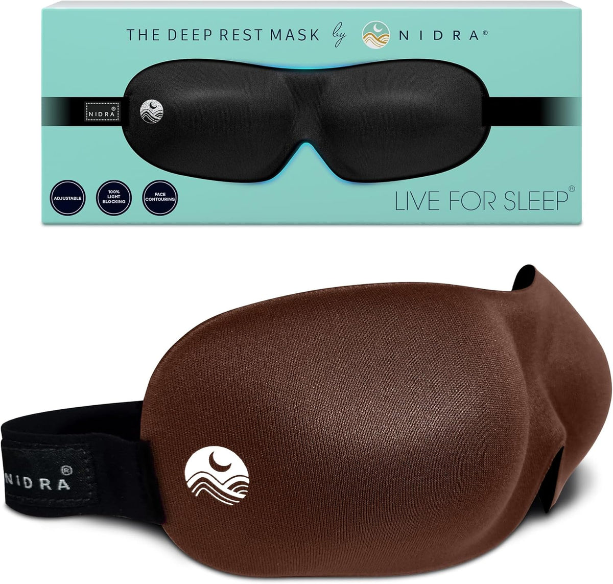 Nidra® Sleep Mask - 3D contoured eye mask designed for complete comfort in darkness