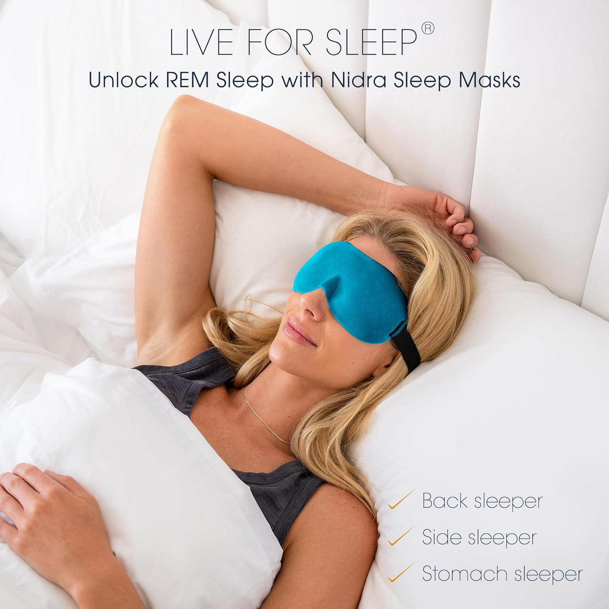 Nidra® Sleep Mask - 3D contoured eye mask designed for complete comfort in darkness