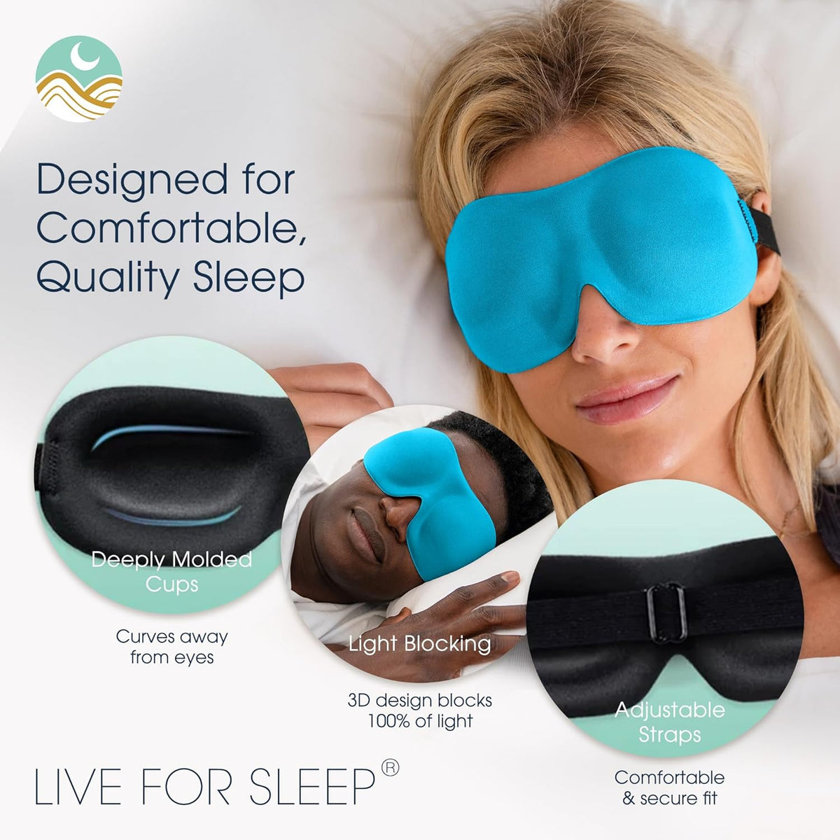 Nidra® Sleep Mask - 3D contoured eye mask designed for complete comfort in darkness