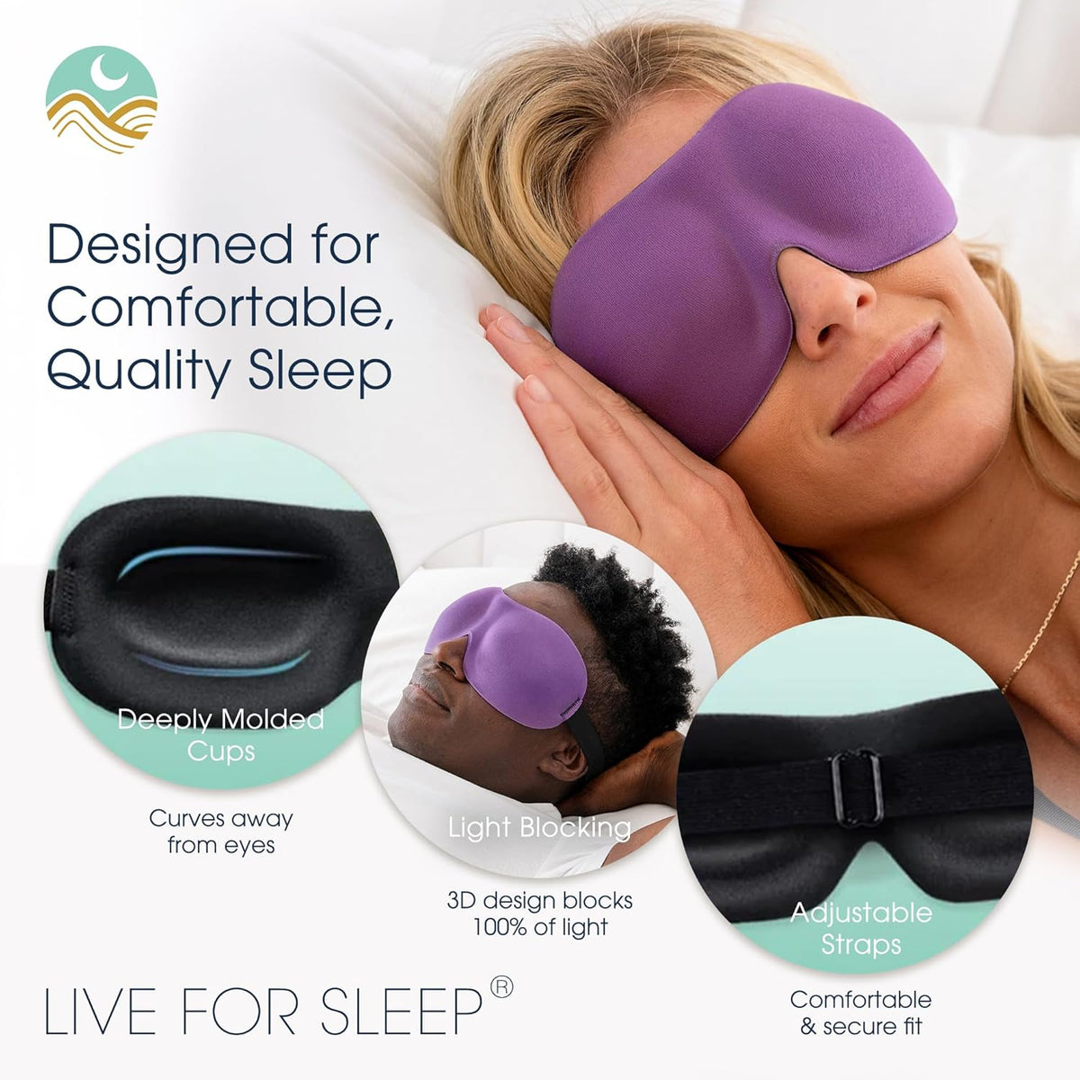 Nidra® Sleep Mask - 3D contoured eye mask designed for complete comfort in darkness