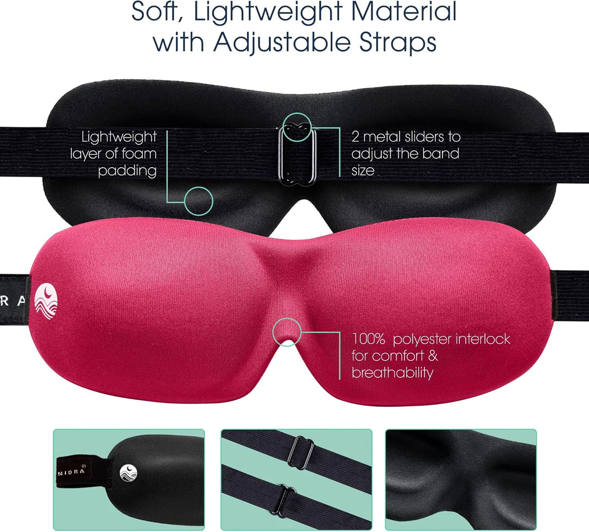 Nidra® Sleep Mask - 3D contoured eye mask designed for complete comfort in darkness