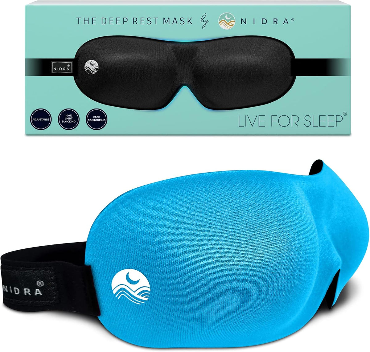 Nidra® Sleep Mask - 3D contoured eye mask designed for complete comfort in darkness
