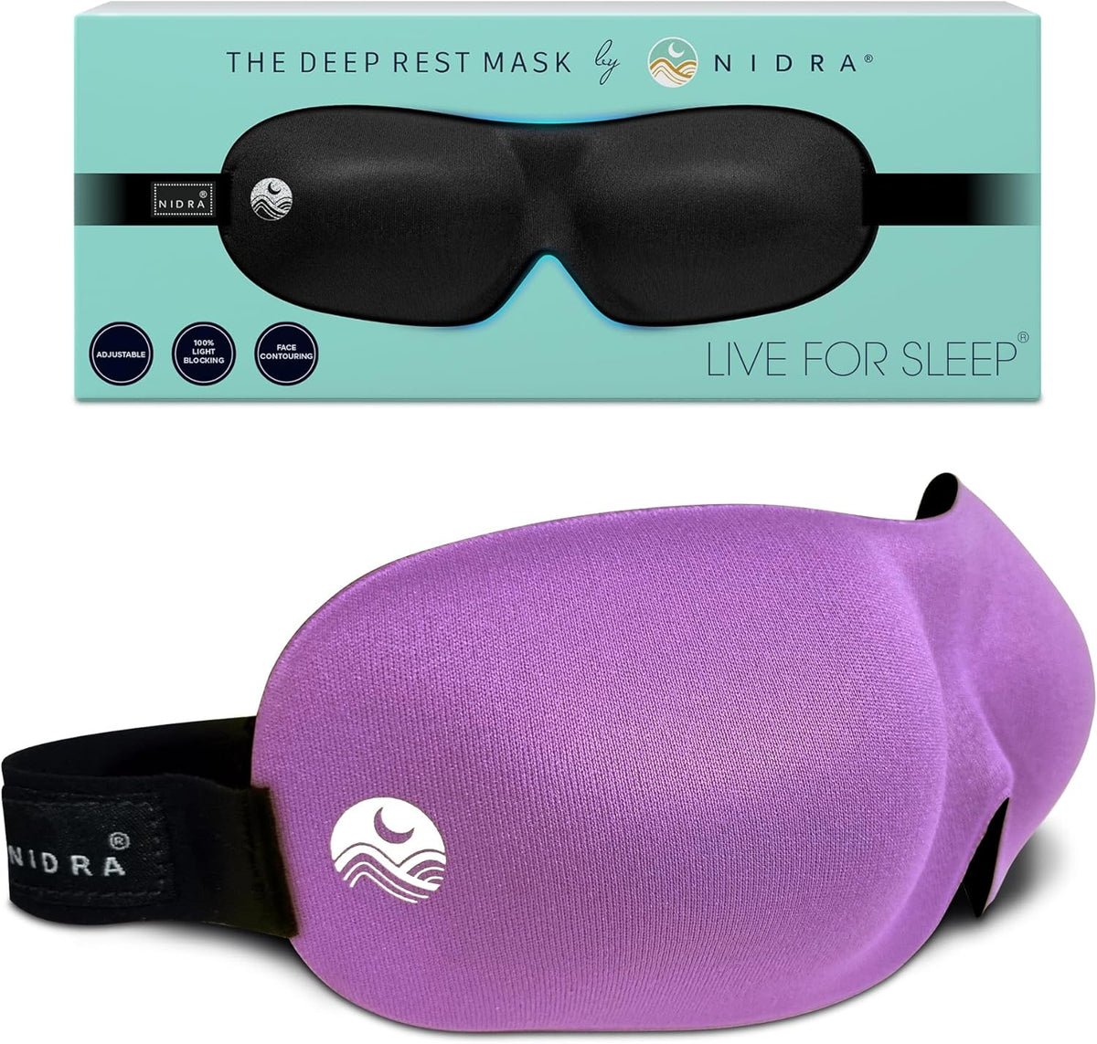 Nidra® Sleep Mask - 3D contoured eye mask designed for complete comfort in darkness