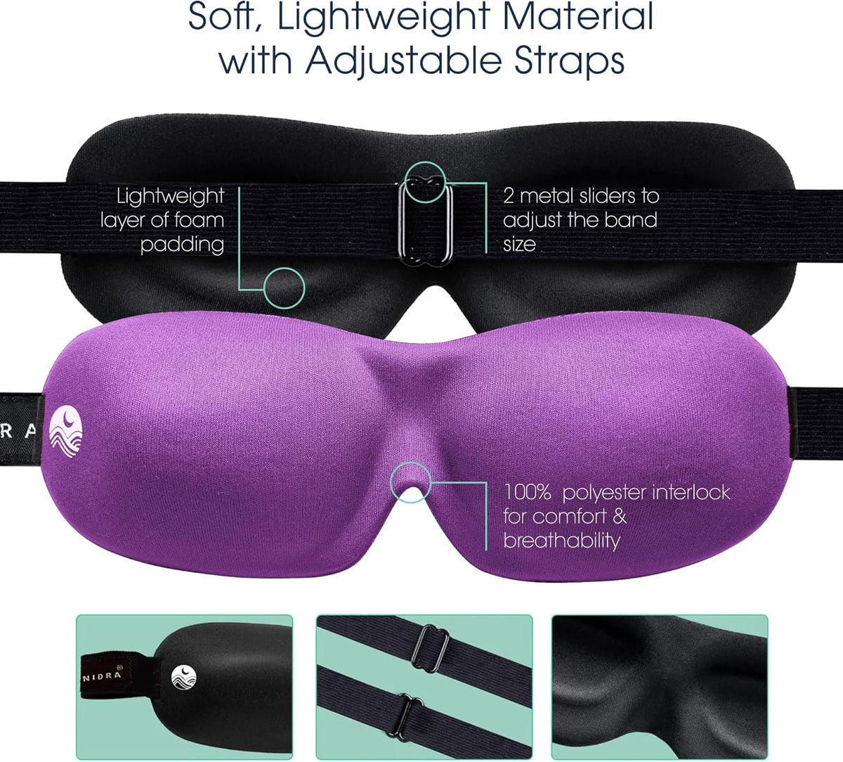 Nidra® Sleep Mask - 3D contoured eye mask designed for complete comfort in darkness