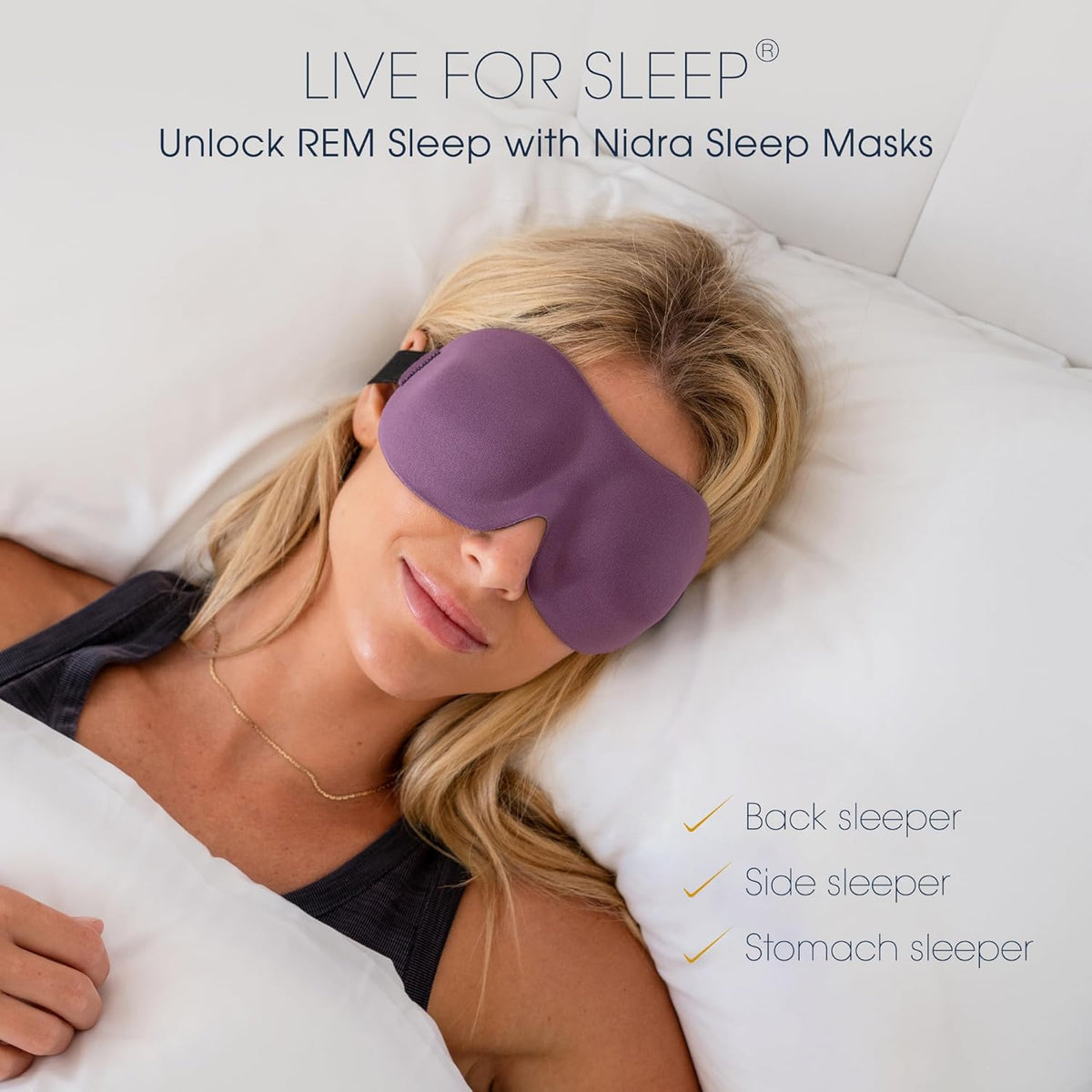 Nidra® Sleep Mask - 3D contoured eye mask designed for complete comfort in darkness